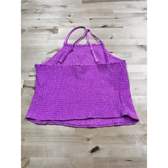 NWOT A New Day Purple Crinkle Smocked Elastic Halter Cropped Tank Top Size 2XL - Picture 3 of 8